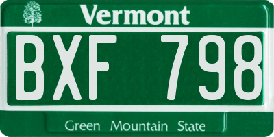 VT license plate BXF798