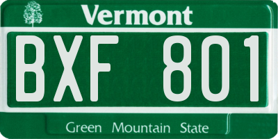 VT license plate BXF801