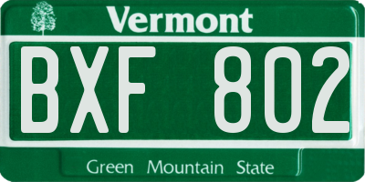 VT license plate BXF802