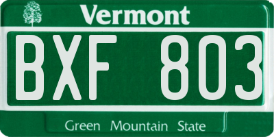 VT license plate BXF803
