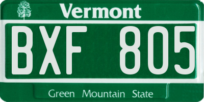 VT license plate BXF805