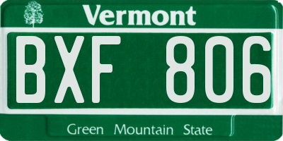 VT license plate BXF806