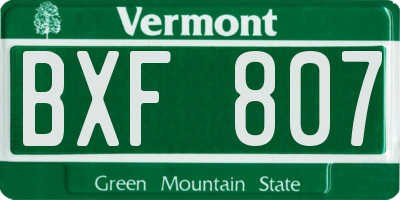 VT license plate BXF807