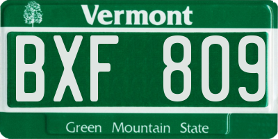 VT license plate BXF809