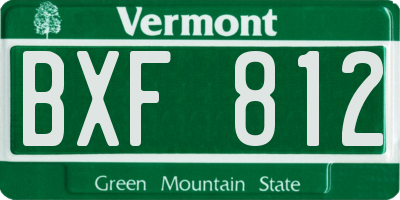 VT license plate BXF812