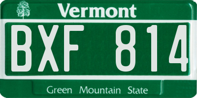 VT license plate BXF814