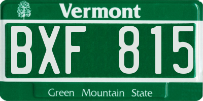 VT license plate BXF815
