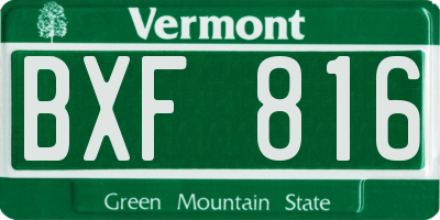 VT license plate BXF816