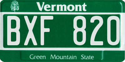 VT license plate BXF820