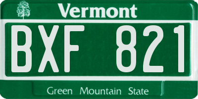 VT license plate BXF821