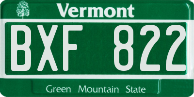 VT license plate BXF822