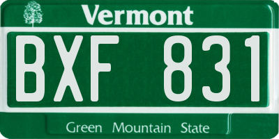 VT license plate BXF831