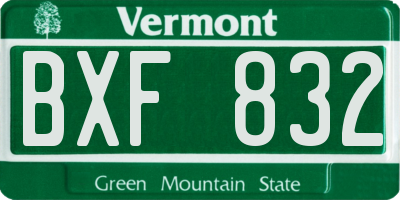 VT license plate BXF832