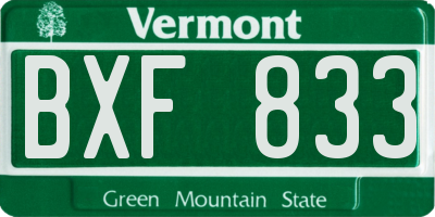 VT license plate BXF833
