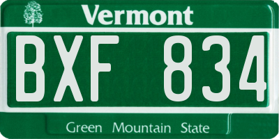 VT license plate BXF834