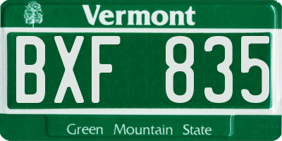 VT license plate BXF835