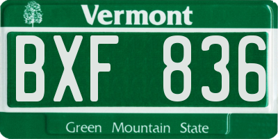 VT license plate BXF836