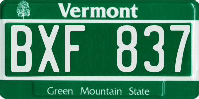 VT license plate BXF837