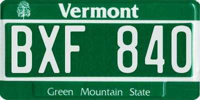 VT license plate BXF840
