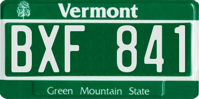 VT license plate BXF841