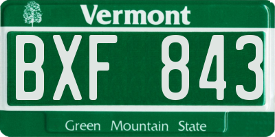 VT license plate BXF843