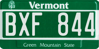 VT license plate BXF844