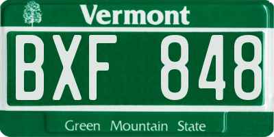 VT license plate BXF848