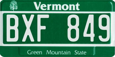 VT license plate BXF849