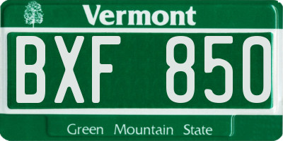 VT license plate BXF850