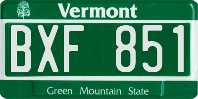 VT license plate BXF851