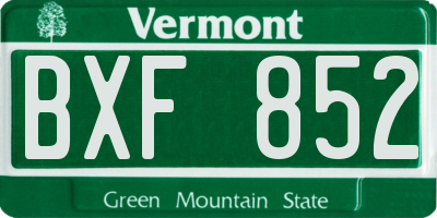VT license plate BXF852