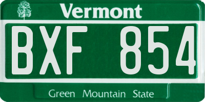 VT license plate BXF854