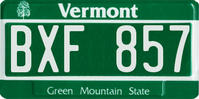 VT license plate BXF857