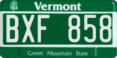 VT license plate BXF858
