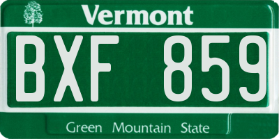 VT license plate BXF859