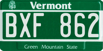 VT license plate BXF862