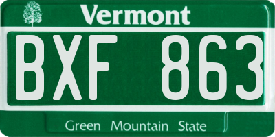 VT license plate BXF863