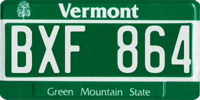 VT license plate BXF864