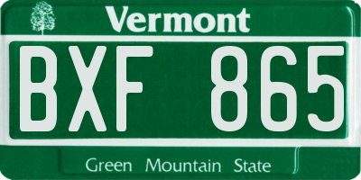 VT license plate BXF865