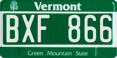 VT license plate BXF866