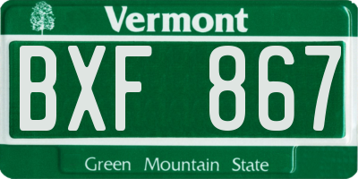 VT license plate BXF867