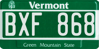 VT license plate BXF868