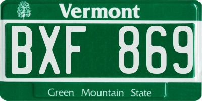 VT license plate BXF869