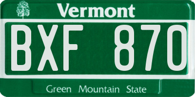 VT license plate BXF870