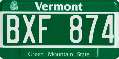 VT license plate BXF874