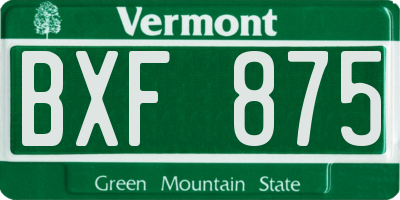 VT license plate BXF875