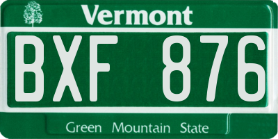 VT license plate BXF876