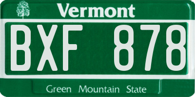 VT license plate BXF878
