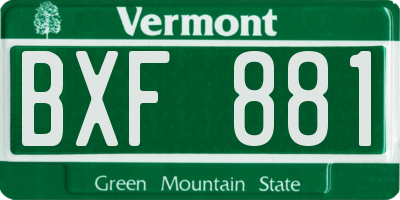 VT license plate BXF881