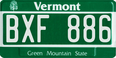 VT license plate BXF886